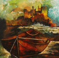 Naushad Alam, 24 x 24 Inch, Oil on Canvas, Seascape Painting, AC-NAL-123